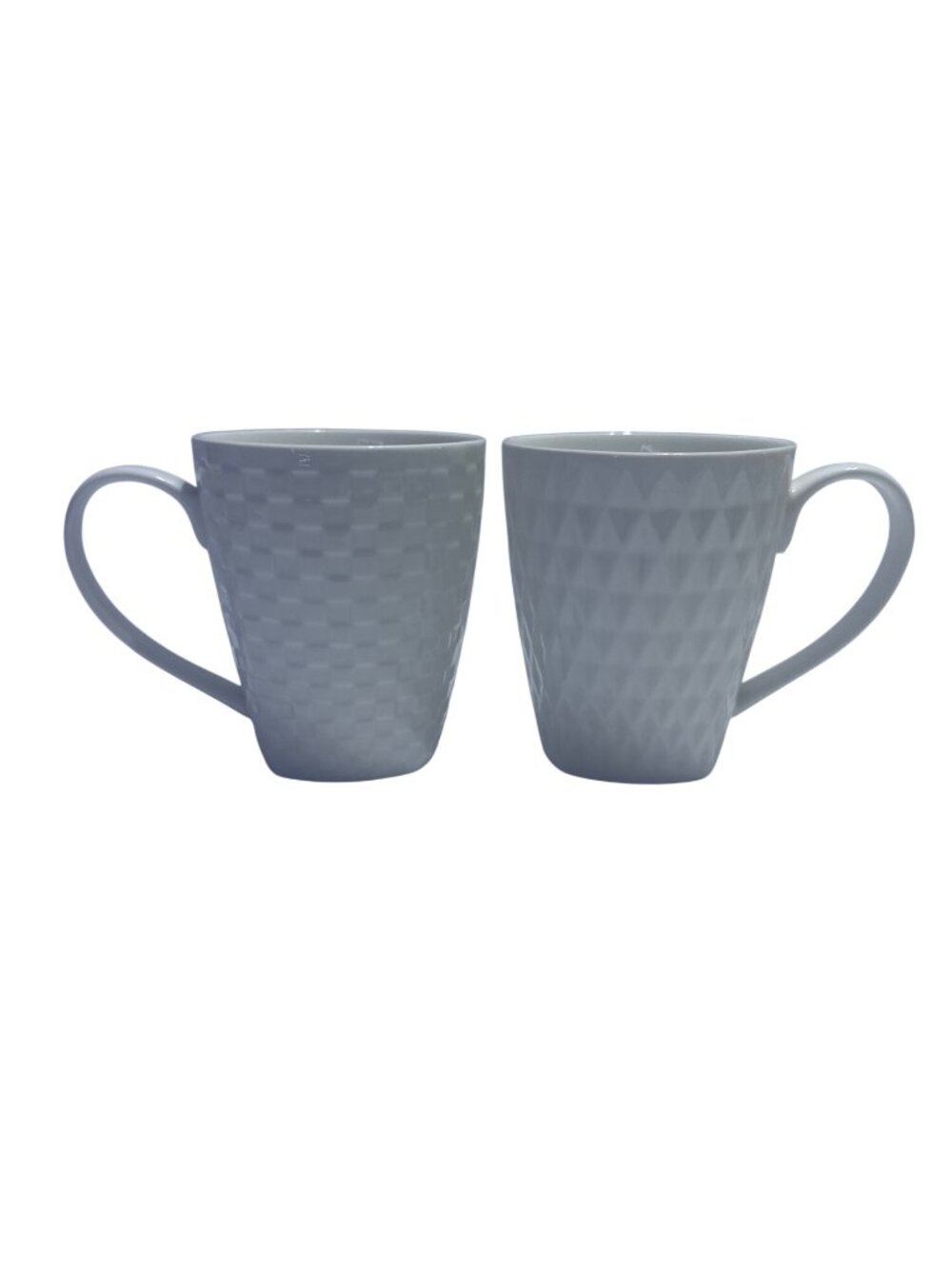 Roscher Fine Porcelain Mug Set of 2 White Textured Diamond Checkered Patterns